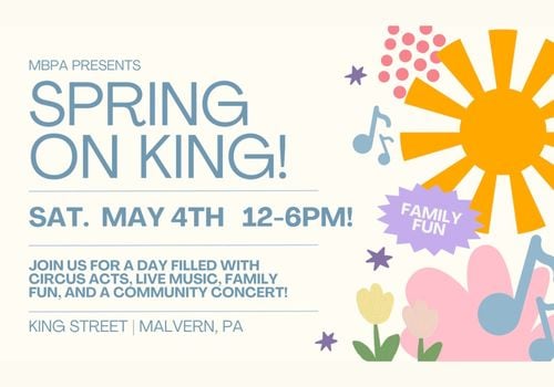 Spring on King May 4 Malvern flowers and music notes