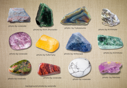 a variety of rocks and minerals