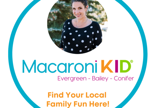 Teal circle around photo of woman with Macaroni KID EBC logo and the quote 