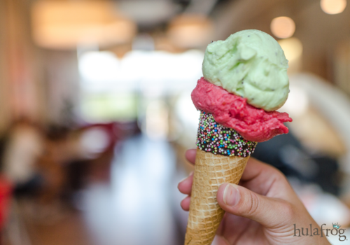 assorted flavors of ice cream on a cone