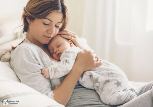 Mom holding baby