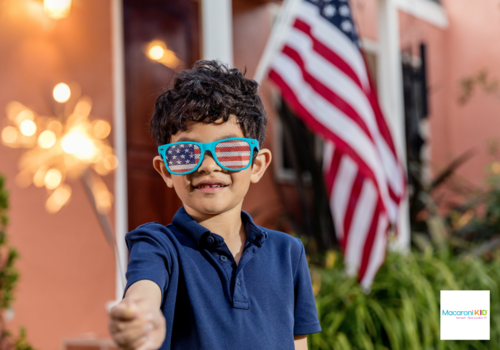 Little Boy with Sparkler and patriotic sunglasses fourth of July Norwich New London CT