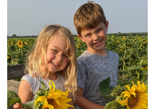 sunflowers, boy, girl, Kansas, field