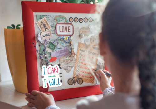 Kids Vision Boards Back to School Vision Board Family Activity Sparking children creativity Macaroni Kid Framingham Natick Sudbury Marlborough Westboorugh vision board kit goal setting for kids family