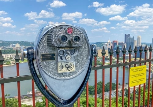 Viewfinder at Mt Washington Duquesne Incline overlook in Pittsburgh 