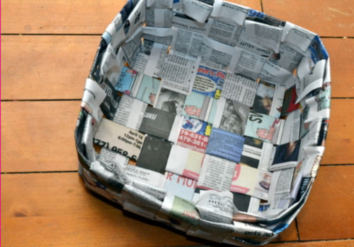 basket made out of recycled newspaper