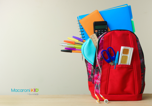 backpack with school supplies