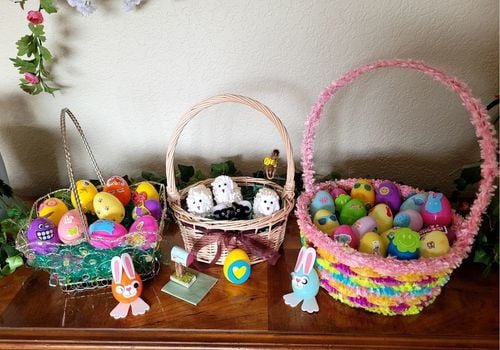 Easter Baskets Full of Decorated Eggs
