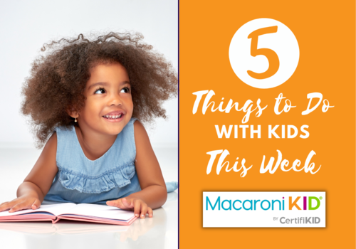 5 things to do with kids this week, with picture of girl reading a book