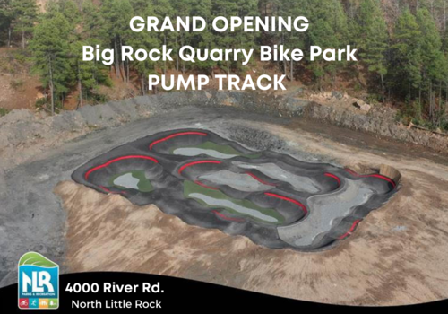 photo of rectangular bike park pump track at Big Rock Quarry in North Little Rock, AR
