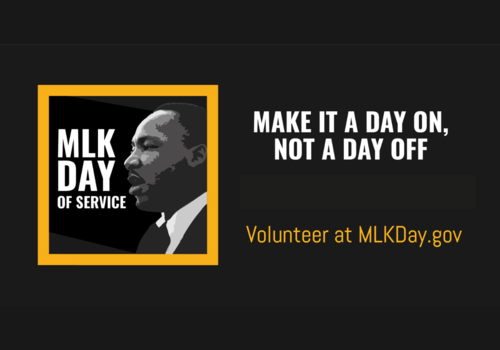 Photo of MLK Jr Challenging viewers to not take the day off and make it a day on