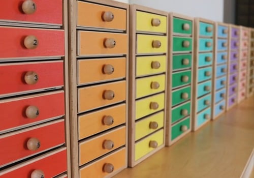 Photo of colorful wooden drawers