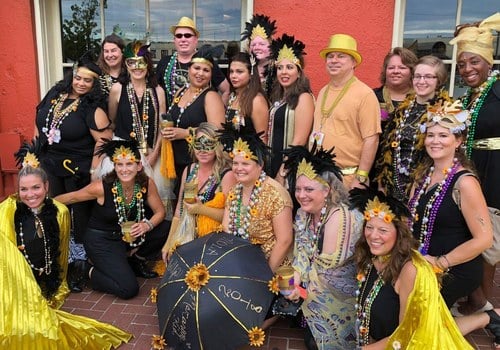 Group dressed up for Mardi Gras
