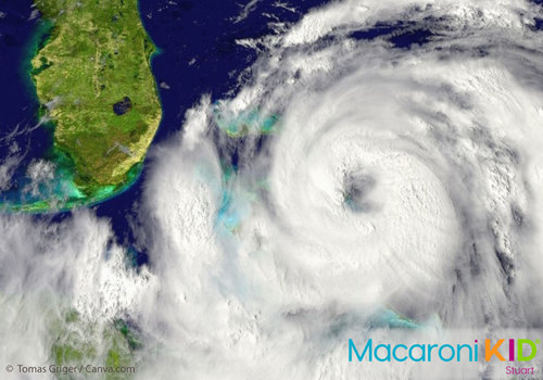 Hurricane in the Atlantic heading toward Florida
