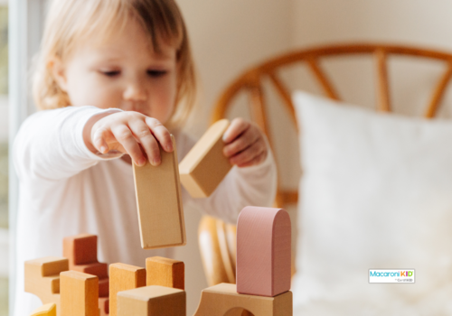 child playing with blocks