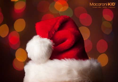 Santa hat with colorful light background