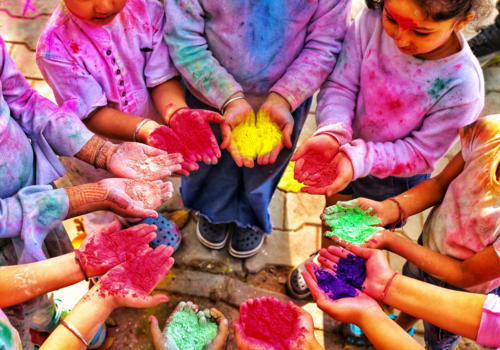 Holi - The festival of colour & Kids Playing in India