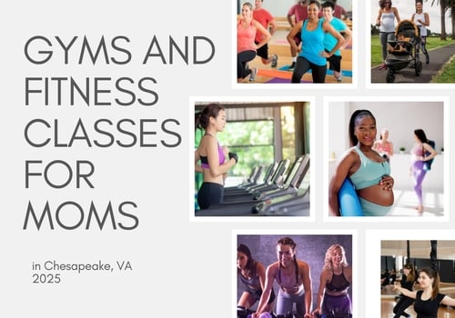 Gyms and fitness classes for moms in Chesapeake VA 2025 jazzercise stroller strides prenatal pregnancy pilates bungee cardio indoor cycling childcare provided while workout free