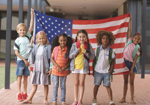 Kids with American Flag