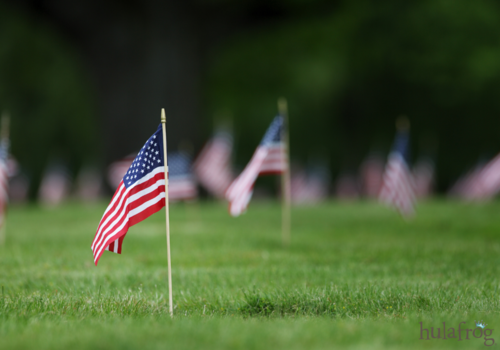 memorial day grave site flags