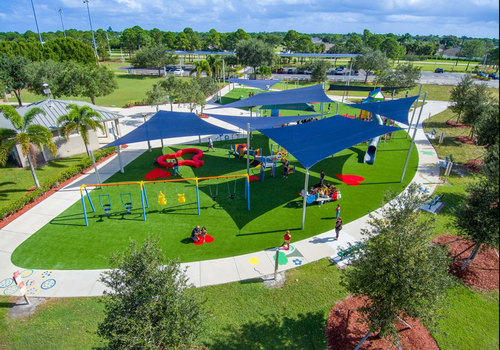 Aerial shot of Playground at Jessica Clinton Park