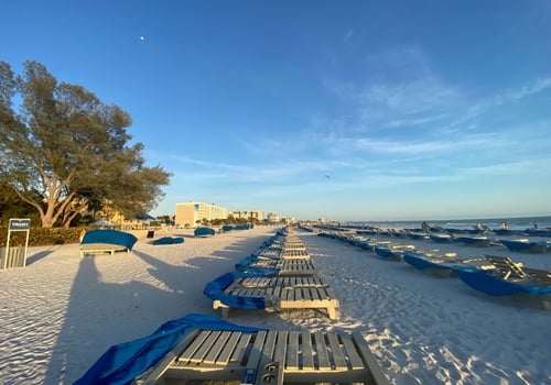 A view of the beach cabanas at TradeWinds Island Resorts on St. Pete Beach, Florida