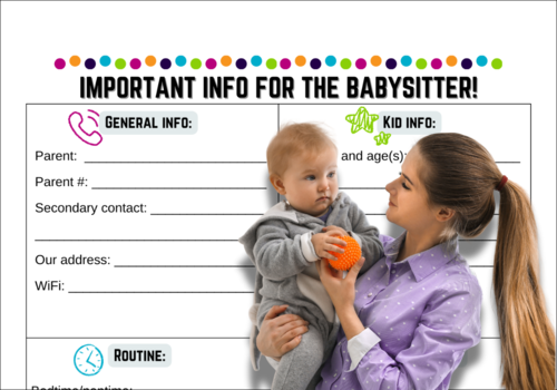 A free babysitter notes printable with important info for the babysitter