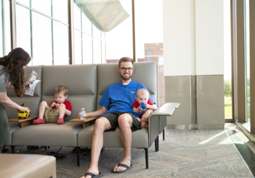 Family sitting and smiling