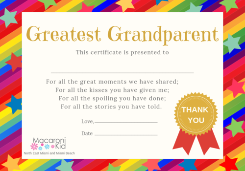 Grandparents certificate day kids printable free