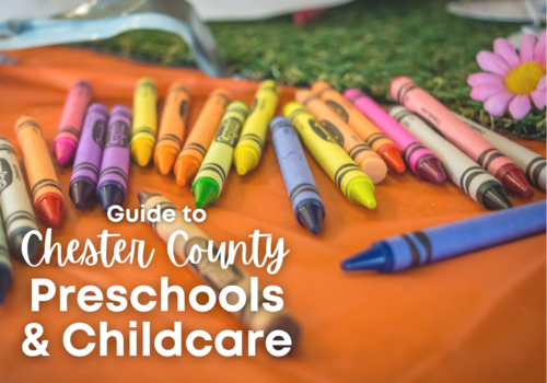 Preschool and Childcare Guide crayons on a table