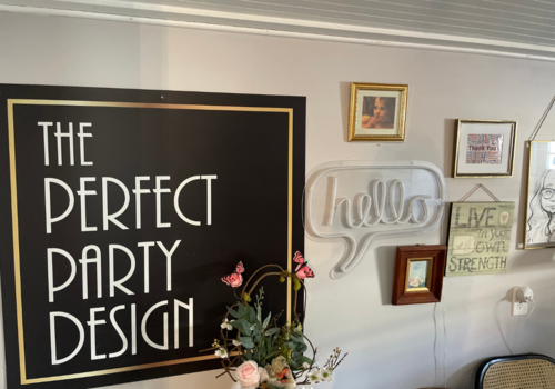 A gallery wall at of various images at The Perfect Party Design