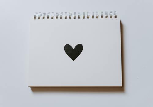 notepad, heart, letter, spiral notebook