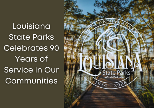 Bayou and trees over trail in Louisiana State Parks