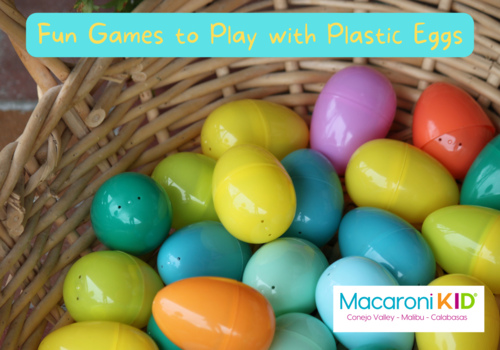 Fun Games to play with plastic eggs, basket filled with plastic eggs