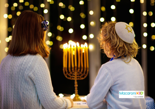 Hanukkah kids with menorah