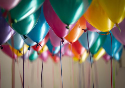 Close up photo of shiny balloons