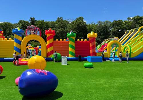 inflatable slides and obstacle course
