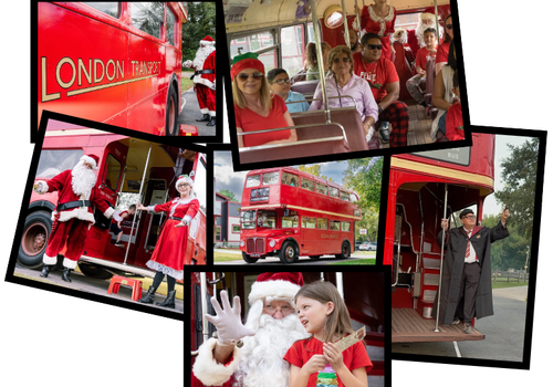 Niguel the Bus Holiday Santa Tour Experience for families north Houston texas the woodlands montgomery texas spring moms Conroe spring Mrs Claus and Santa Pet Goats