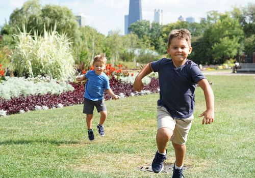 Kids running park Chicago