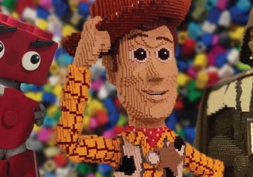 An incredibly detailed figure of Woody from Toy Story built with LEGO.