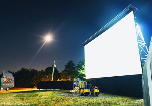 Big Outdoor movie screen in a park
