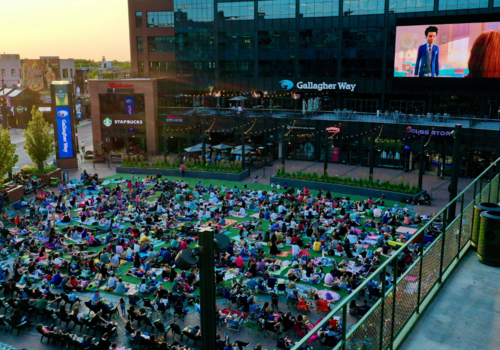 Crowd at an outdoor movie