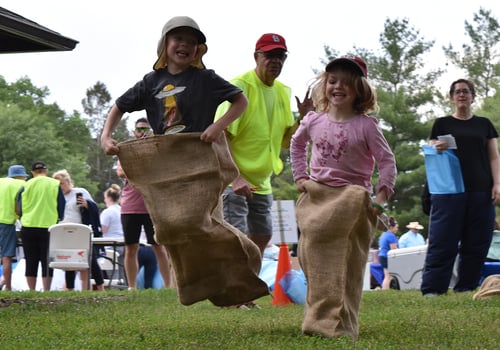 Kids in potato sack race