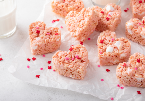 photo of heart shaped rice crispie treats