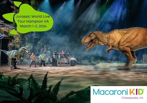 Jurassic World Live Tour Hampton VA 2024 fun family friendly show performance dinosaurs actors Hampton Coliseum action packed show event