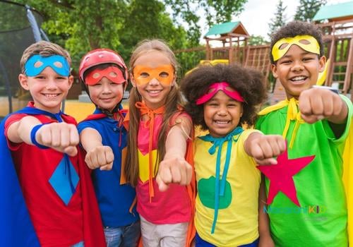PRO Group of Young Kids Wearing Superhero Costumes