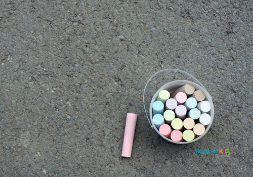 sidewalk chalk in a bucket
