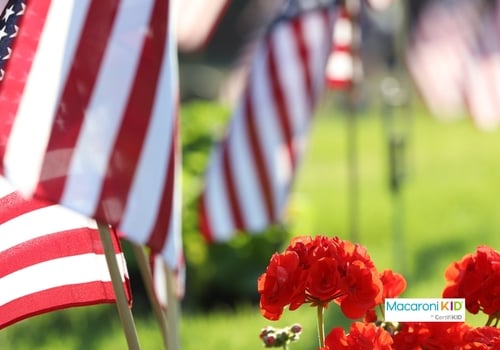 American Flag Flying in Veterans Cemetery