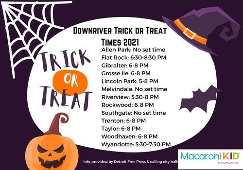 Downriver trick or treat times