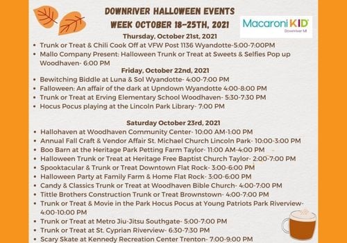 Downriver events oct 21-24